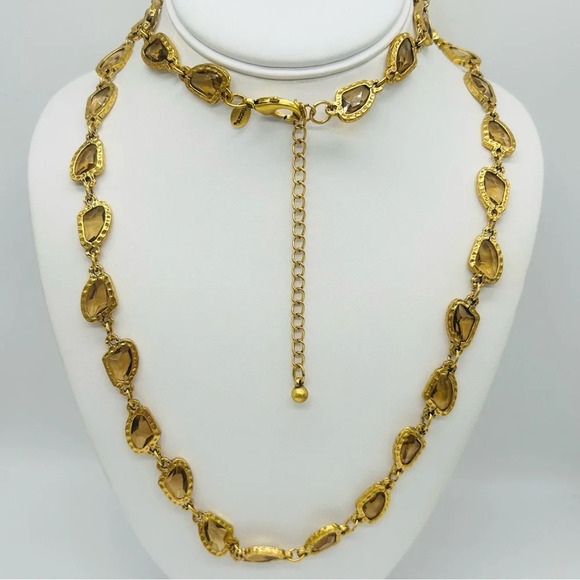 Chico’s Gold Jeweled Links Necklace - Picture 1 of 3
